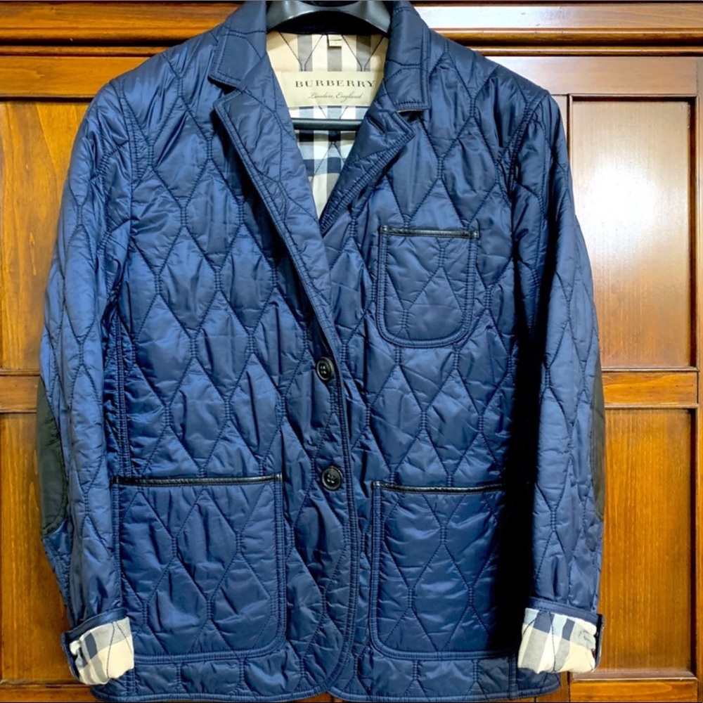 Gillington Leather-Trim Quilted Men’s Blazer (L)